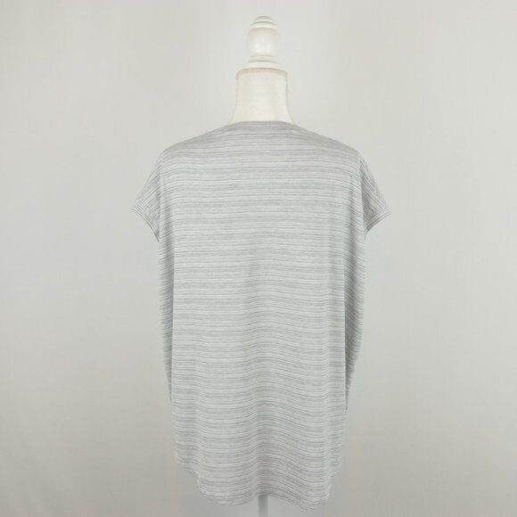 Athleta Cloudlight Stratus Women's Extra Large Gray White Striped Cap Sleeve Tee - Picture 5 of 9